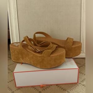 Chanel Brown Suede Platform Wedge Sandals 40